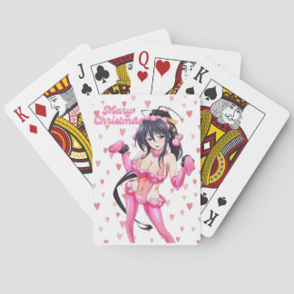 Sexy Santa Marry Cristmas Pink Heart Anime Diva Playing Cards