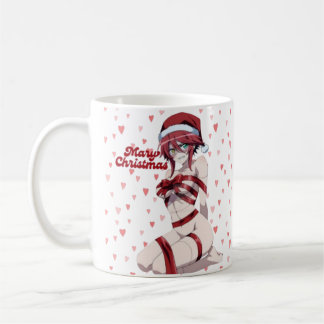 Sexy Santa Marry Cristmas Wrapped Anime Girl Coffee Mug