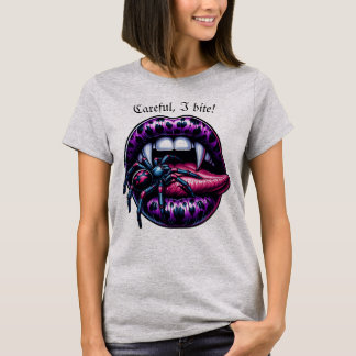 Sexy Vampire Mouth Winged Back T-Shirt
