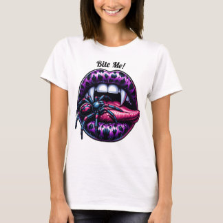 Sexy Vampire Mouth Winged Back T-Shirt