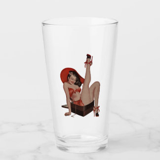 Sexy Vintage Pin Up Girl Pint Drinking Glass