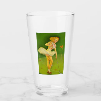 Sexy Vintage Pin Up Girl Pint Drinking Glass