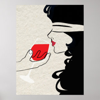 Sexy Woman Blindfolded Wine Tasting Poster