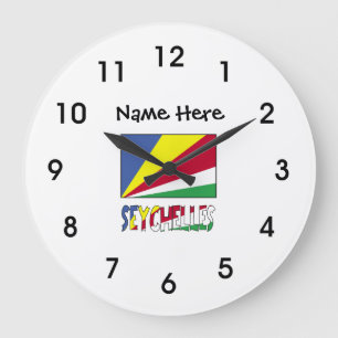 Seychelles and Seychellois Flag with Your Name Lar Large Clock