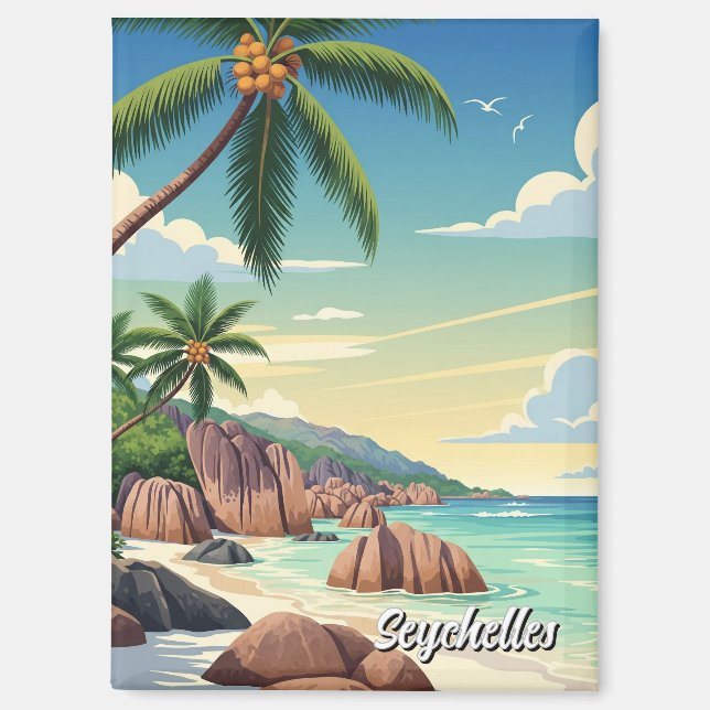 Seychelles Anse Source d'Argent Beach Travel Magnet (Front)