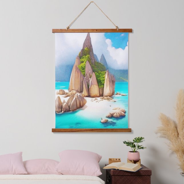 Seychelles Beach Art Ocean Lover Hanging Tapestry (Bedroom)
