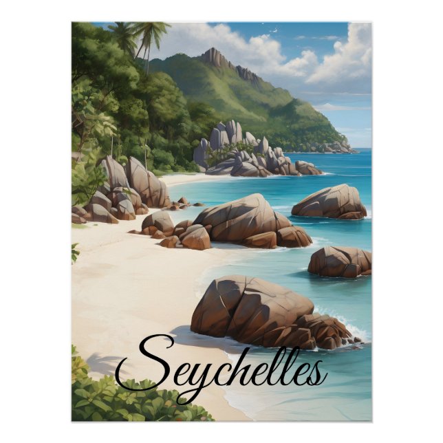 Seychelles Beach Travel Poster (Front)