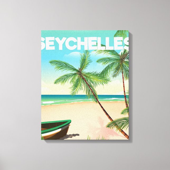 Seychelles beach travel poster canvas print (Front)