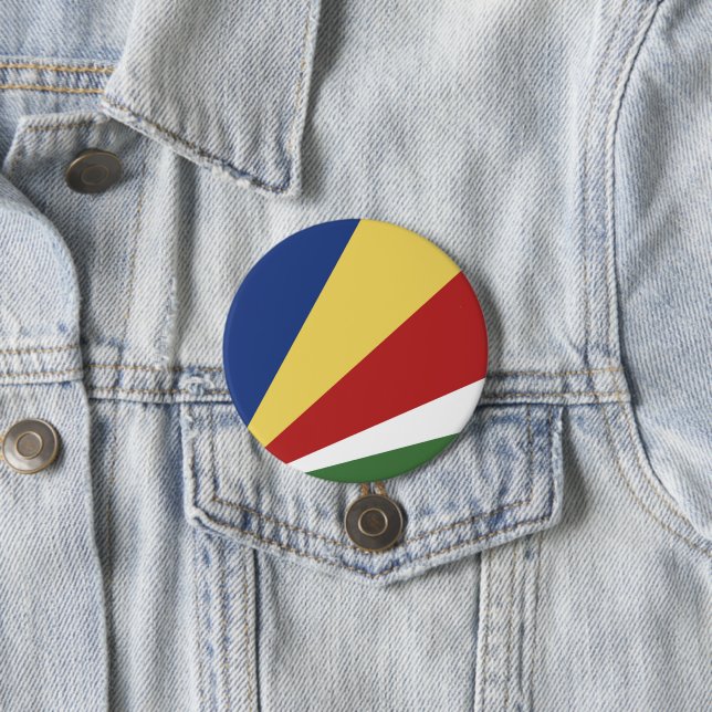 Seychelles flag 7.5 cm round badge (In Situ)