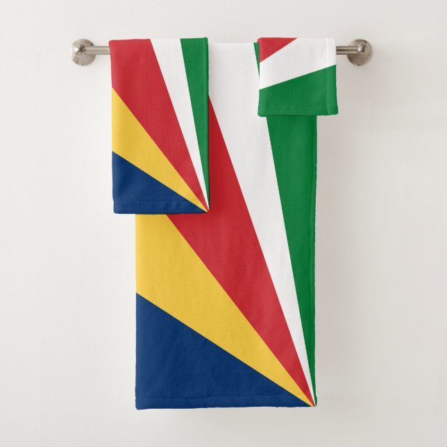 Seychelles Flag Bath Towel Set (Insitu)