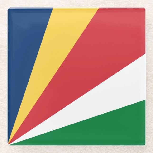 Seychelles Flag Glass Coaster (Front)