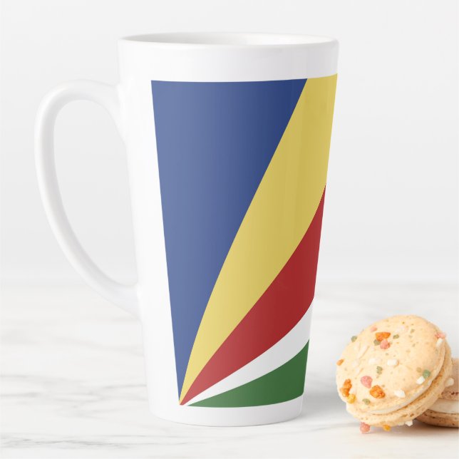 Seychelles flag latte mug (In Situ)
