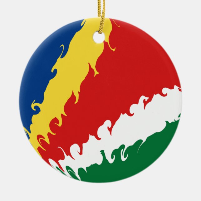 Seychelles Gnarly Flag Ceramic Tree Decoration (Front)