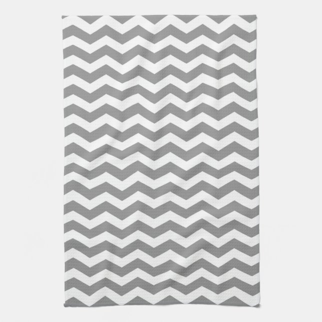 Seychelles Grey Wave Chevron Tea Towel (Vertical)