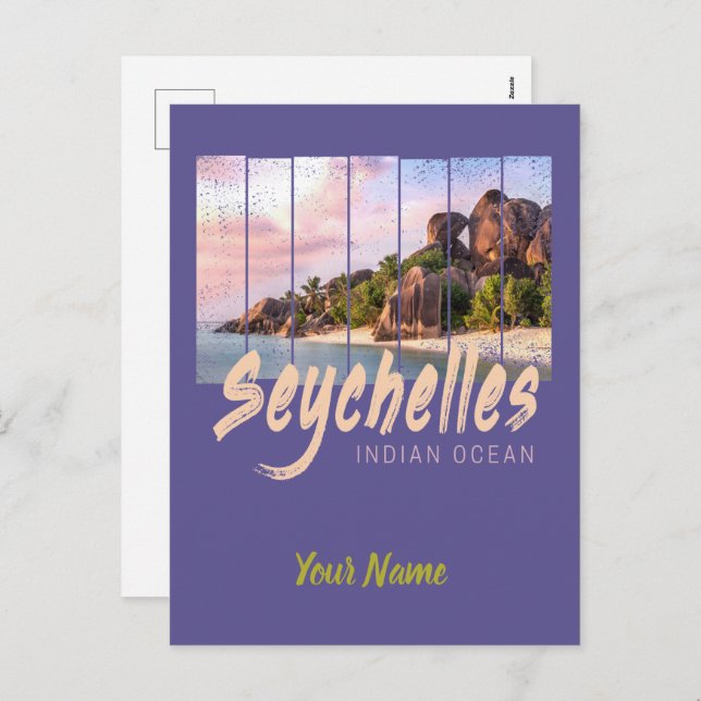 Seychelles Indian Ocean vintage sunset souvenir Holiday Postcard (Front/Back)