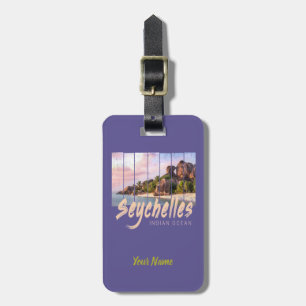 Seychelles Indian Ocean vintage sunset souvenir Luggage Tag