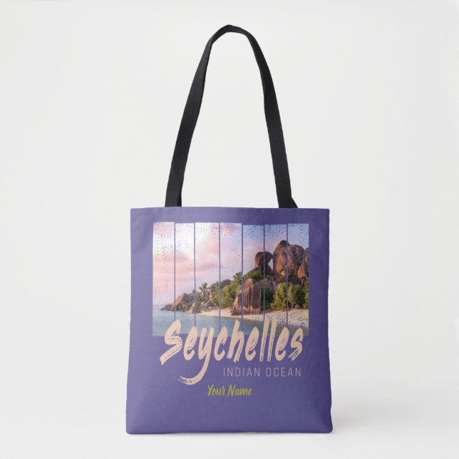 Seychelles Indian Ocean vintage sunset souvenir Tote Bag (Front)