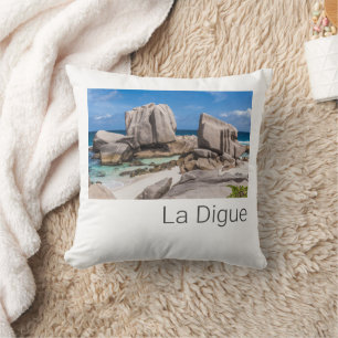 Seychelles La Digue Anse Marron Beach Vintage Cushion