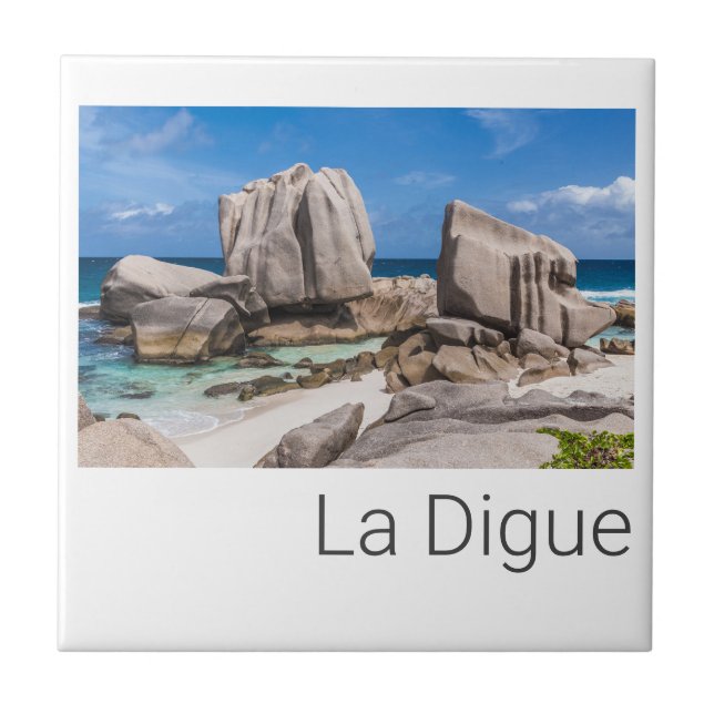Seychelles La Digue Anse Marron Beach Vintage Tile (Front)