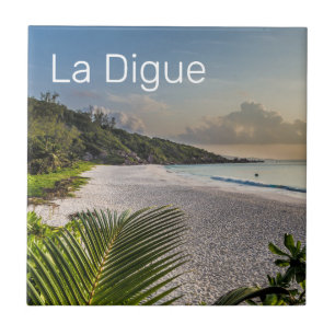 Seychelles La Digue Sunset Beach Holiday Souvenir  Tile