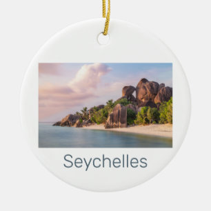 Seychelles La Digue Vintage Sunset Holiday Gift Ceramic Tree Decoration