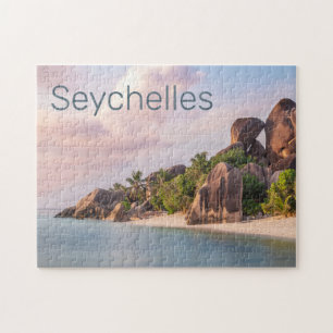 Seychelles La Digue Vintage Sunset Holiday Gift Jigsaw Puzzle