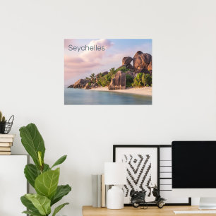 Seychelles La Digue Vintage Sunset Holiday Gift Poster