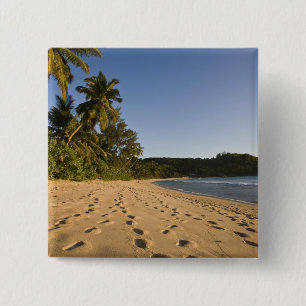 Seychelles, Mahe Island, Anse Takamaka beach, 2 15 Cm Square Badge