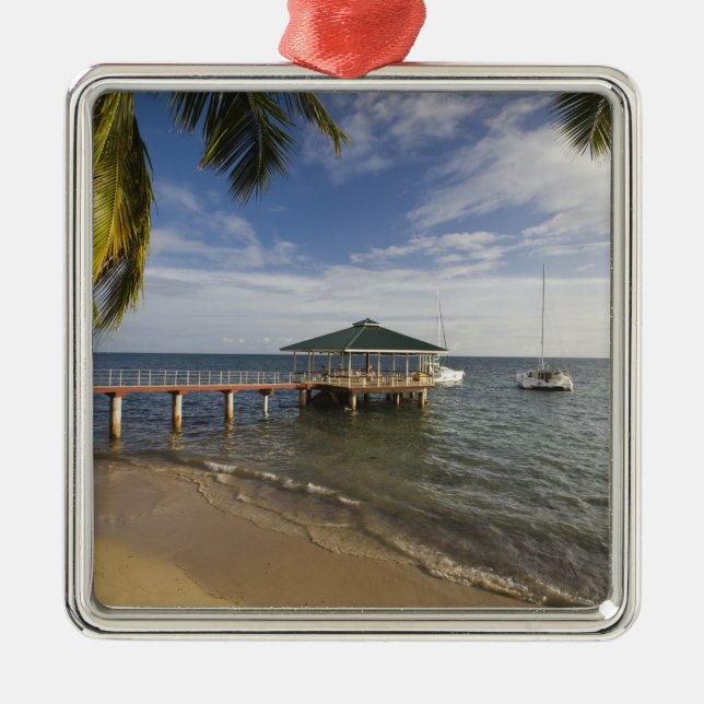 Seychelles, Praslin Island, Anse Bois de Rose, Metal Tree Decoration (Front)