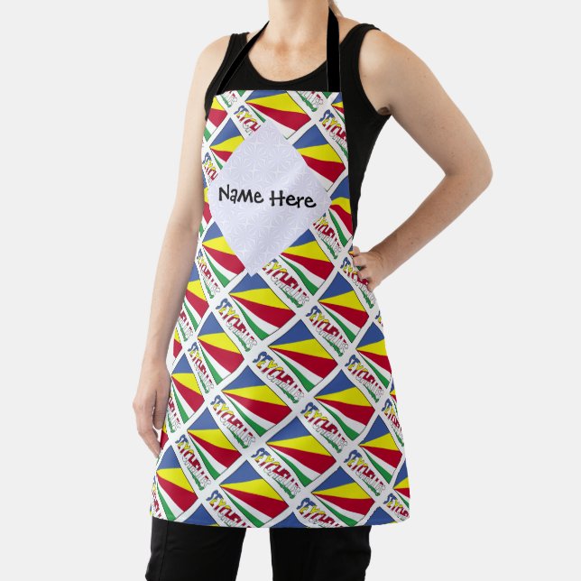 Seychelles Seychellois Flag Tiled Black Personal Apron (Insitu)