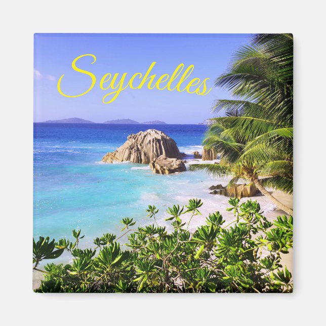 Seychelles Tropical Island Beach Magnet (Front)