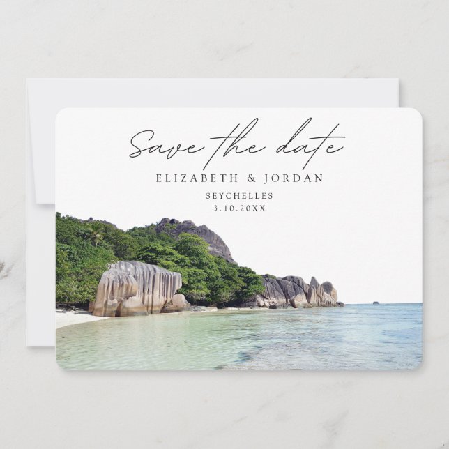 Seychelles Wedding Save the Date  Invitation (Front)