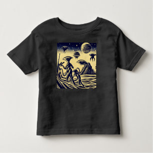SF - Aliens On A Strange Planet Woodcut 1 Toddler T-Shirt