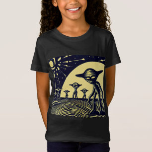 SF - Aliens On A Strange Planet Woodcut 2 T-Shirt
