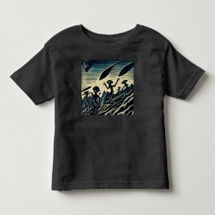 SF - Aliens On A Strange Planet Woodcut 3 Toddler T-Shirt
