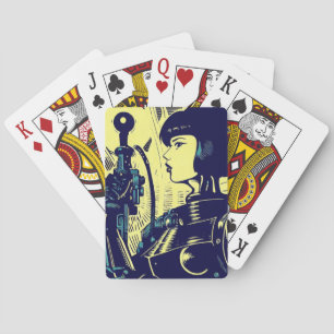 SF Anime Hero - Woodcut (3) Playing Cards