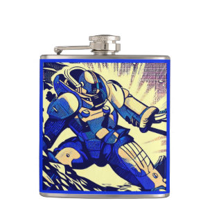 SF - Anime Hero Woodcut 4 Hip Flask