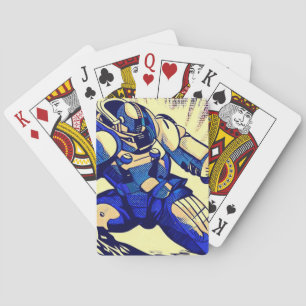 SF Anime Hero - Woodcut (4) Playing Cards