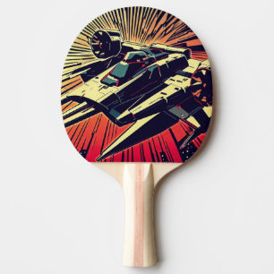 SF Anime Starfighter - Woodcut (1) Ping Pong Paddle