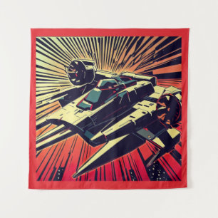 SF - Anime Starfighter Woodcut 1 Tapestry