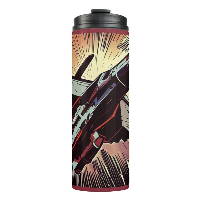 SF - Anime Starfighter Woodcut 2 Thermal Tumbler (Front)
