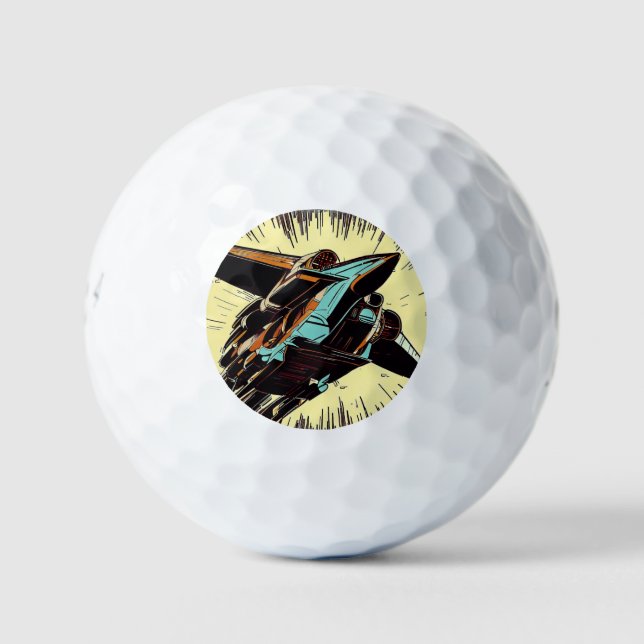 SF Anime Starfighter - Woodcut (3) Golf Balls (Front)
