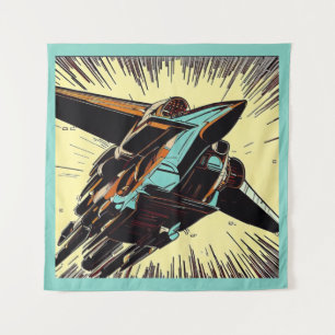 SF - Anime Starfighter Woodcut 3 Tapestry
