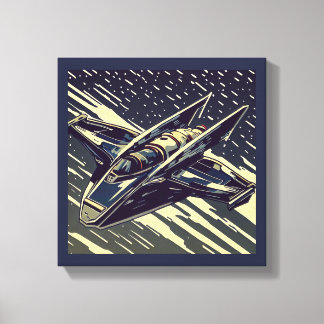 SF - Anime Starfighter Woodcut 4 Canvas Print