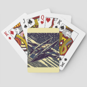 SF Anime Starfighter - Woodcut (4) Playing Cards
