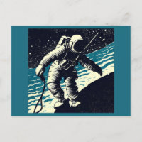 SF - Astronaut on Spacewalk Woodcut 2