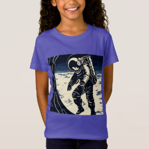 SF - Astronaut on Spacewalk Woodcut 3 T-Shirt