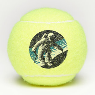 SF Astronauts On Spacewalk - Woodcut (2) Tennis Balls