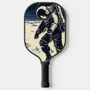 SF Astronauts On Spacewalk - Woodcut (3) Pickleball Paddle
