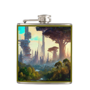 SF - City On Forest Planet 1 Hip Flask